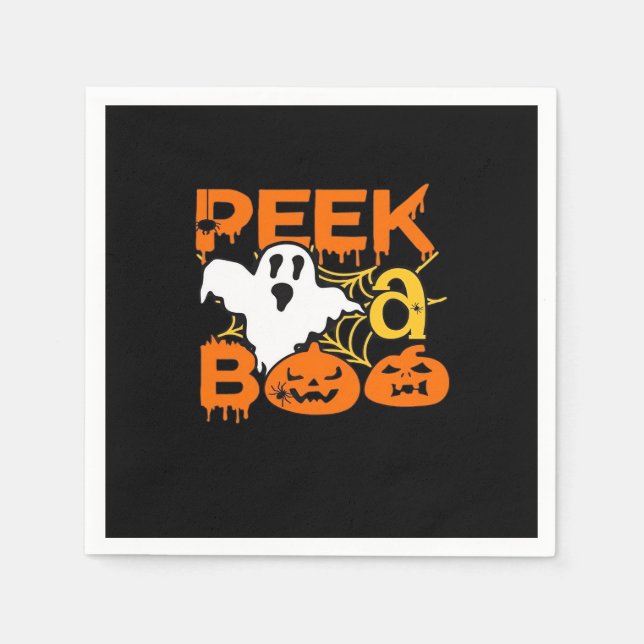 Guardanapo De Papel Halloween Com Pumpkins Peekaboo (Frente)