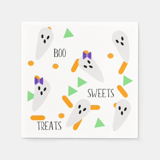 Guardanapo De Papel Halloween Confetti Sprinkles | Fantasma (Frente)