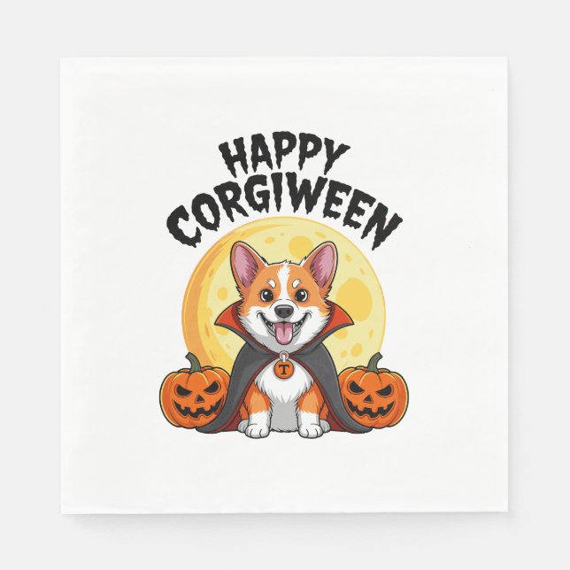 Guardanapo De Papel Halloween Corgiwing, Spooky Corgi Dog (Frente)