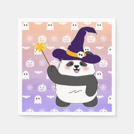 Guardanapo De Papel Halloween Cute Baby Panda Witic Wand