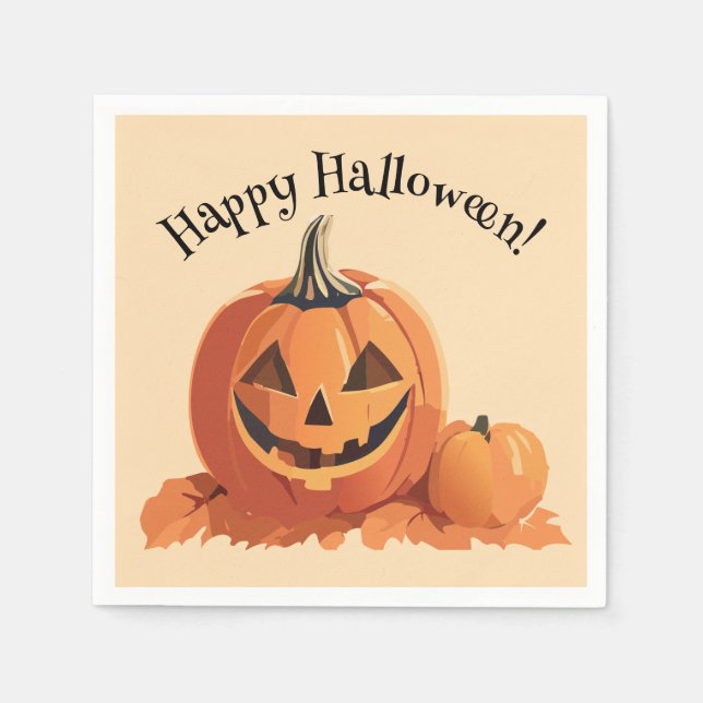 Guardanapo De Papel Halloween Cute Jack-o-Lantern (Frente)
