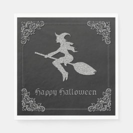 Guardanapo De Papel Halloween da Bruxa Voadora Silver