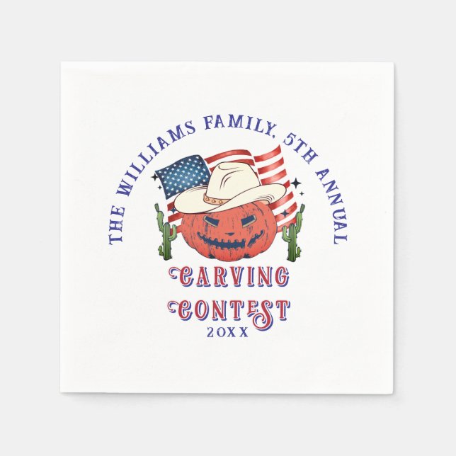 Guardanapo De Papel Halloween de Abóbora Patriótica Moderna (Frente)