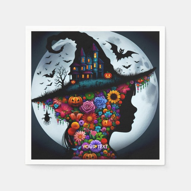 Guardanapo De Papel Halloween de bruxa de bruxa fantástica (Frente)
