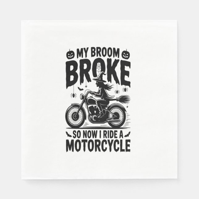 Guardanapo De Papel Halloween de motocicleta de bruxas (Frente)