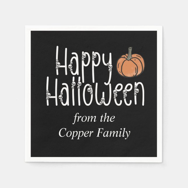 Guardanapo De Papel Halloween do crânio festivo personalizado (Frente)