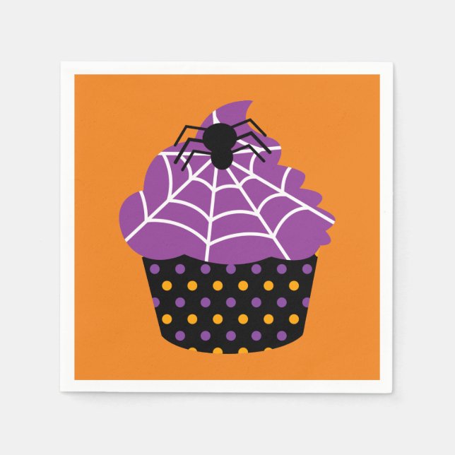 Guardanapo De Papel Halloween do cupcake de aranha (Frente)