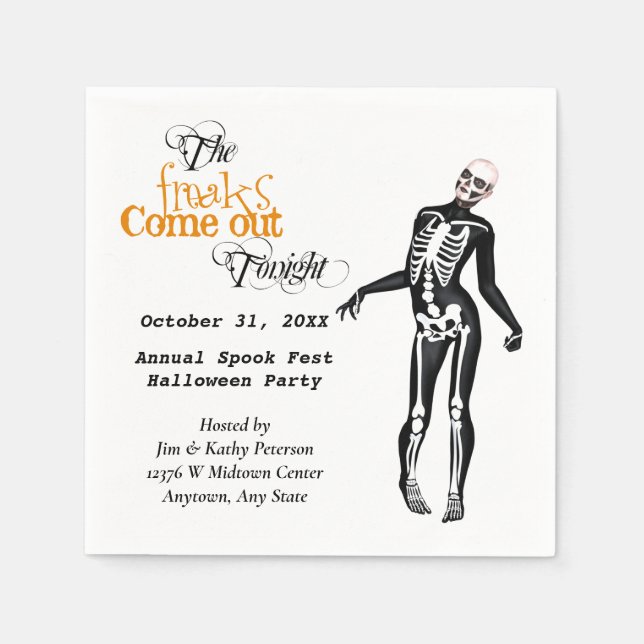 Guardanapo De Papel Halloween Freak Zombie Skeleton Personalizado (Frente)