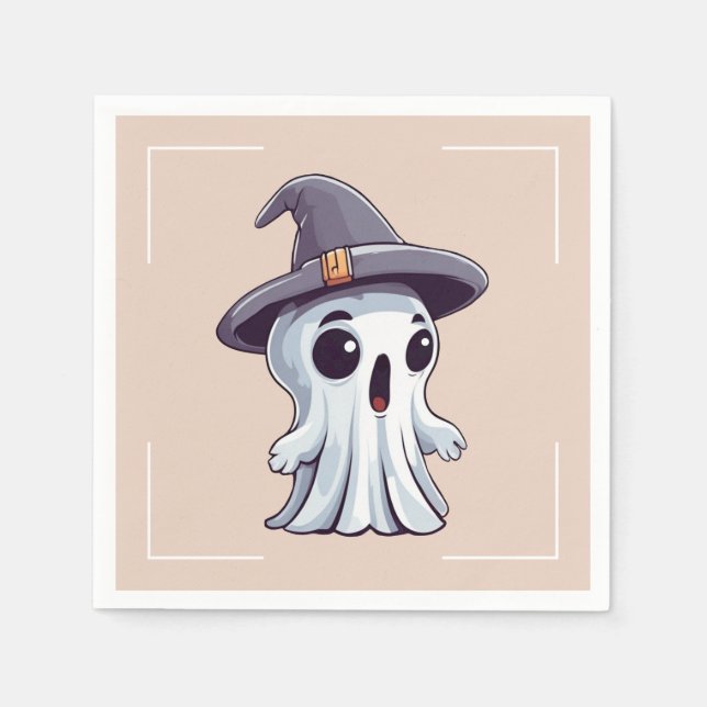 Guardanapo De Papel Halloween: Geist mit Hut -  (Frente)