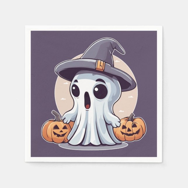 Guardanapo De Papel Halloween: Geist mit Kürbissen -  (Frente)