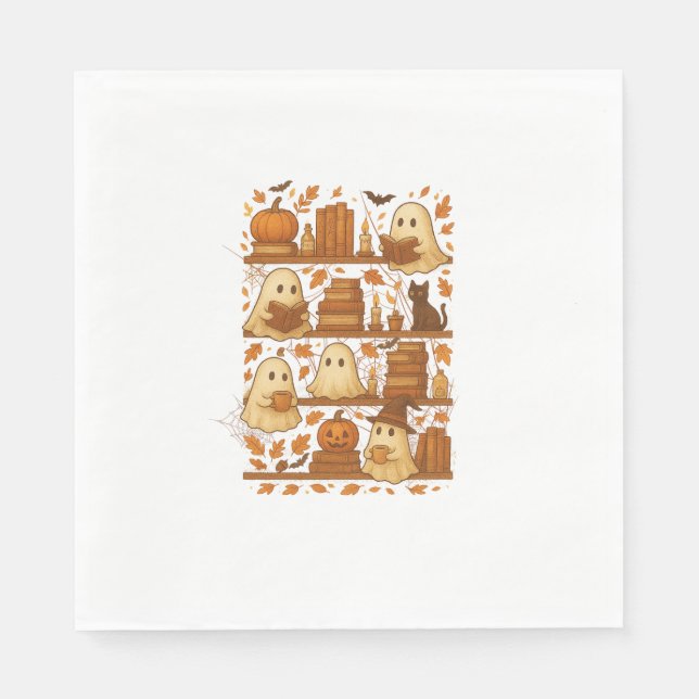 Guardanapo De Papel Halloween Ghost Leading Books Lover (Frente)