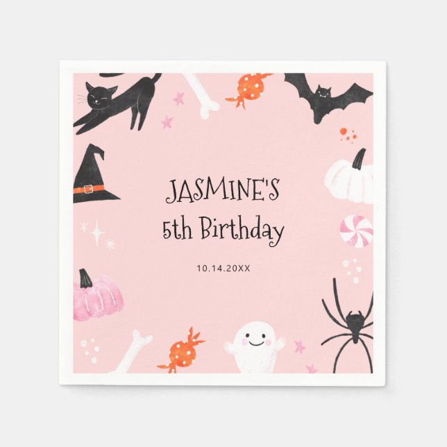 Guardanapo De Papel Halloween Girls Birthday Napkins (Frente)