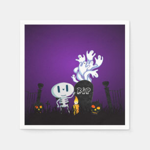 Guardanapo De Papel Halloween Graveyard Spookie, esqueleto bonito e fa