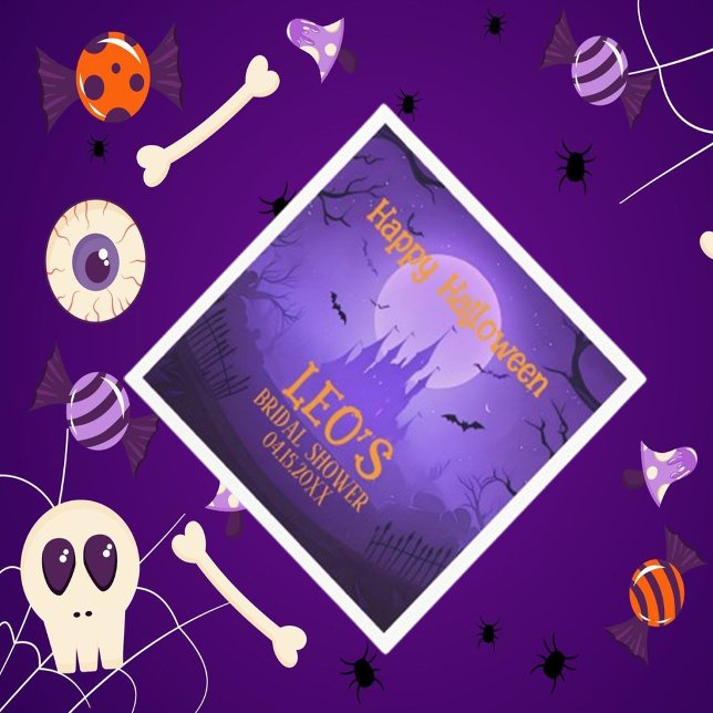 Guardanapo De Papel Halloween Haunted Castle Purple Bridal Shower  (Criador carregado)