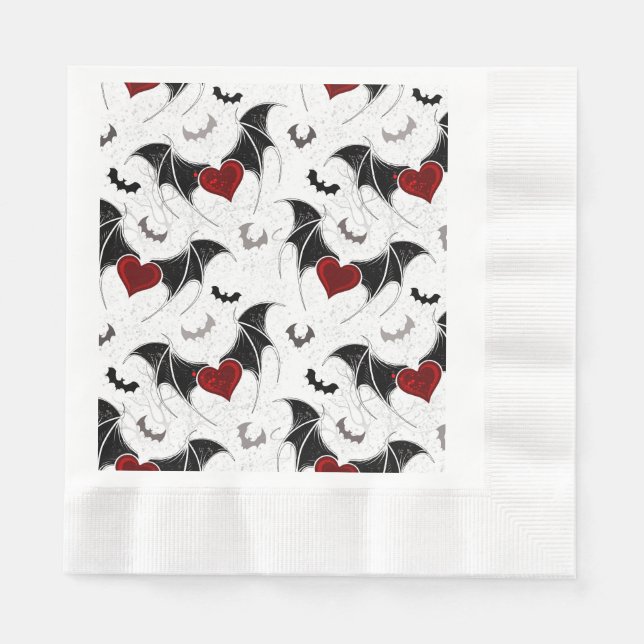 Guardanapo De Papel Halloween heart with black bat wings (Frente)