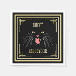 Guardanapo De Papel Halloween Hissing Cat Black Elegante Papagaio Negr