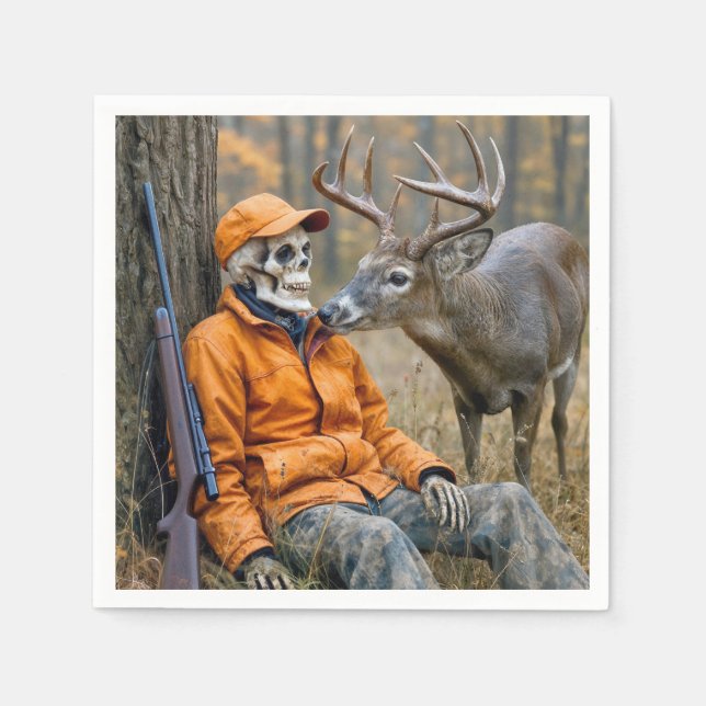 Guardanapo De Papel Halloween Hunter Skeleton With a Buck (Frente)