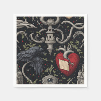 Guardanapo De Papel Halloween Inspirado em Edgar Allan Poe