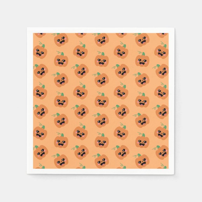 Guardanapo De Papel Halloween Kawaii Pumpkins Pattern (Frente)