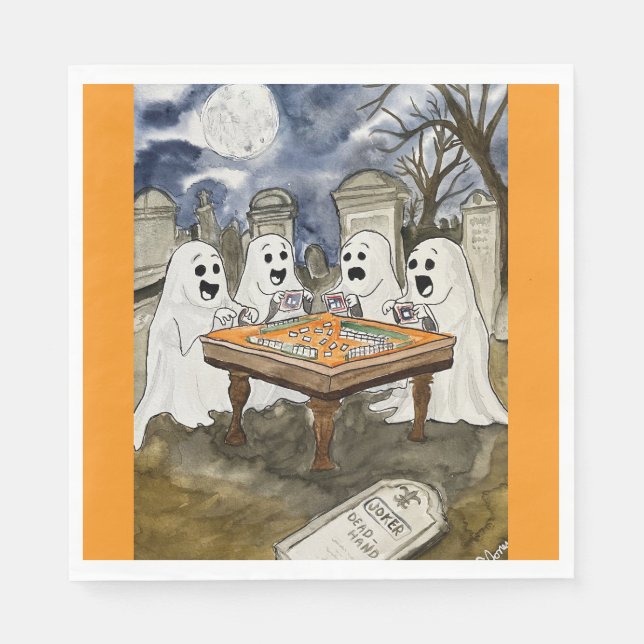 Guardanapo De Papel Halloween Mahjong Ghosts (Frente)