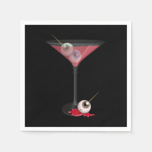 Guardanapo De Papel Halloween Martini Com Eyeball (Frente)