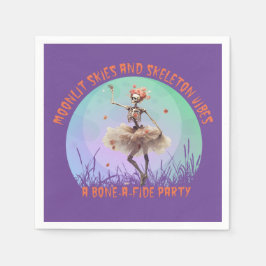 Guardanapo De Papel Halloween Moonlit Skies and Skeleton Vibes