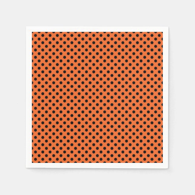 Guardanapo De Papel Halloween Napkin/Orange com Bolinhas pretas (Frente)