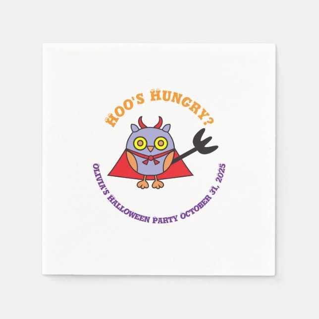Guardanapo De Papel Halloween Paper Napkins Owl Devil (Frente)