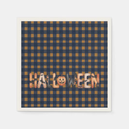 Guardanapo De Papel Halloween Plaid Pumpkin