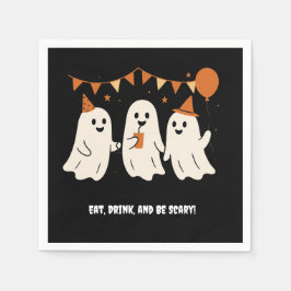 Guardanapo De Papel Halloween Playful White Ghost Black Festive 