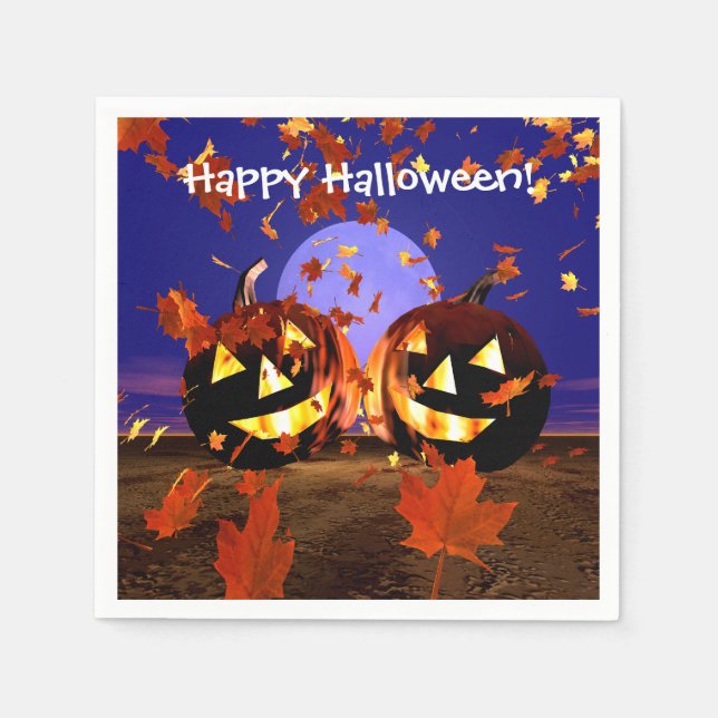 Guardanapo De Papel Halloween Pumpkins Brincando (Frente)