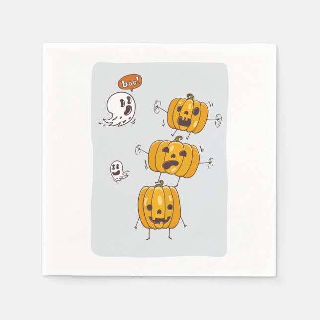 Guardanapo De Papel Halloween Pumpkins e Ghosts Paper Napkins (Frente)