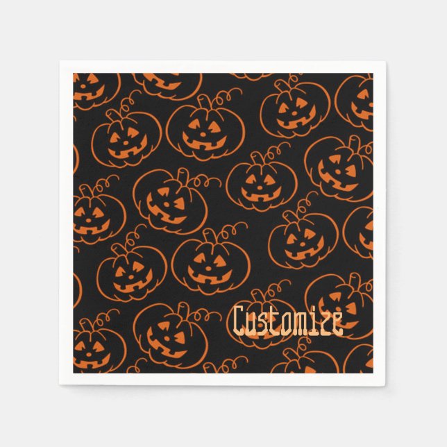 Guardanapo De Papel Halloween Pumpkins Jack-O-Lantern Napkins (Frente)