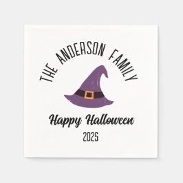 Guardanapo De Papel Halloween Purple Witch Hat Nome Personalizado