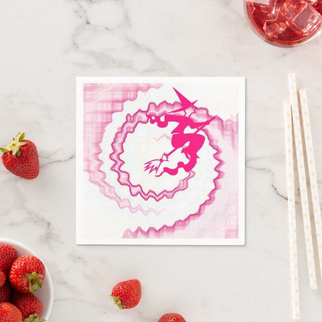 Guardanapo De Papel Halloween, rosa quente, feitiço mágico de bruxa vo (Insitu)