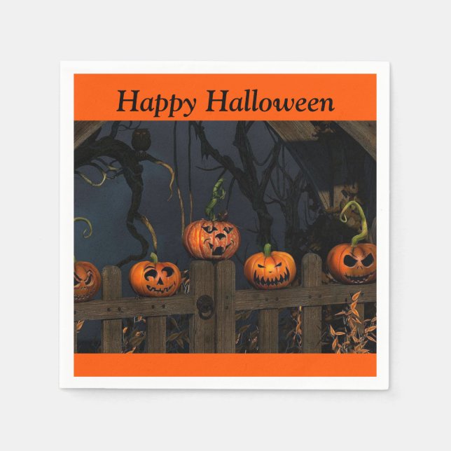 Guardanapo De Papel Halloween Scary Pumpkins Kids Party Paper Napkin (Frente)