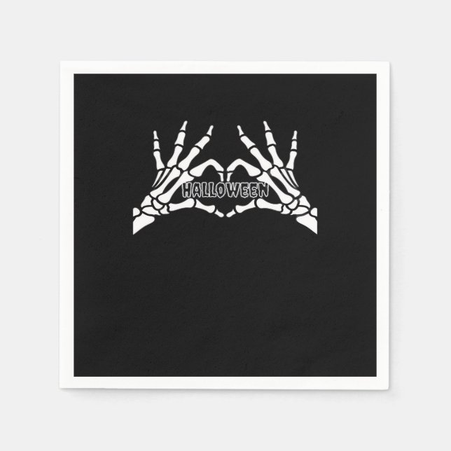Guardanapo De Papel Halloween - Skeleton Mãos Coração (Frente)