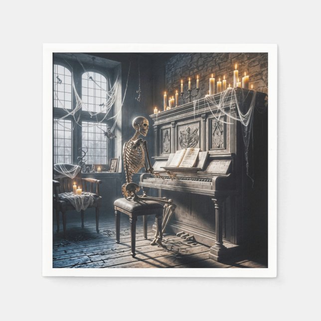 Guardanapo De Papel Halloween Skeleton Pianist (Frente)