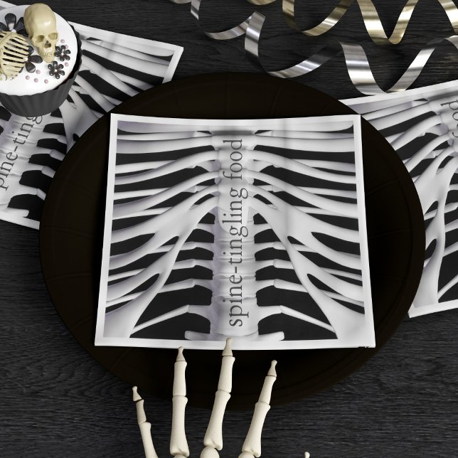 Guardanapo De Papel Halloween Skeleton Rib Cage-Tinging Black (Spine tingling napkins)
