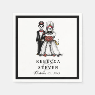 Guardanapo De Papel Halloween Skeletons Red Names Casamento Napkins