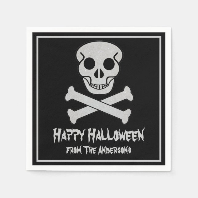 Guardanapo De Papel Halloween Skull e Bones Napkins (Frente)
