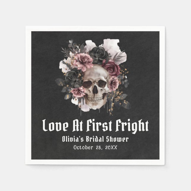 Guardanapo De Papel Halloween Skull Love No Primeiro Chá de panela (Frente)