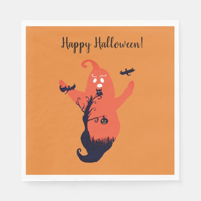 Guardanapo De Papel Halloween Spooky Ghost Paper Napkin (Frente)