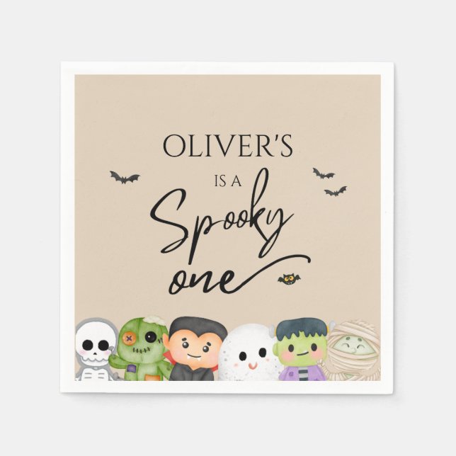 Guardanapo De Papel Halloween Spooky One primeiro aniversario (Frente)