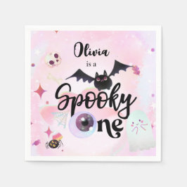 Guardanapo De Papel Halloween Spooky ONE primeiro aniversario rosa