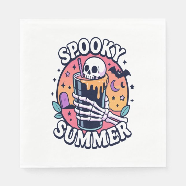 Guardanapo De Papel Halloween Spooky Summer Skeleton Beber (Frente)
