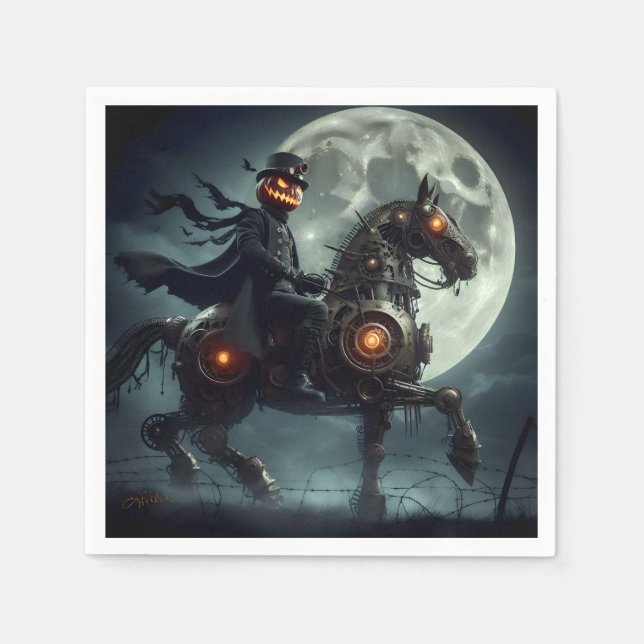 Guardanapo De Papel Halloween Steampunk Headless Horseman (Frente)