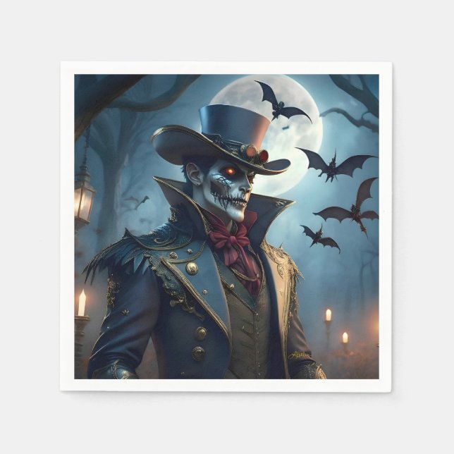 Guardanapo De Papel Halloween Steampunk Southern Gentleman Zombie (Frente)
