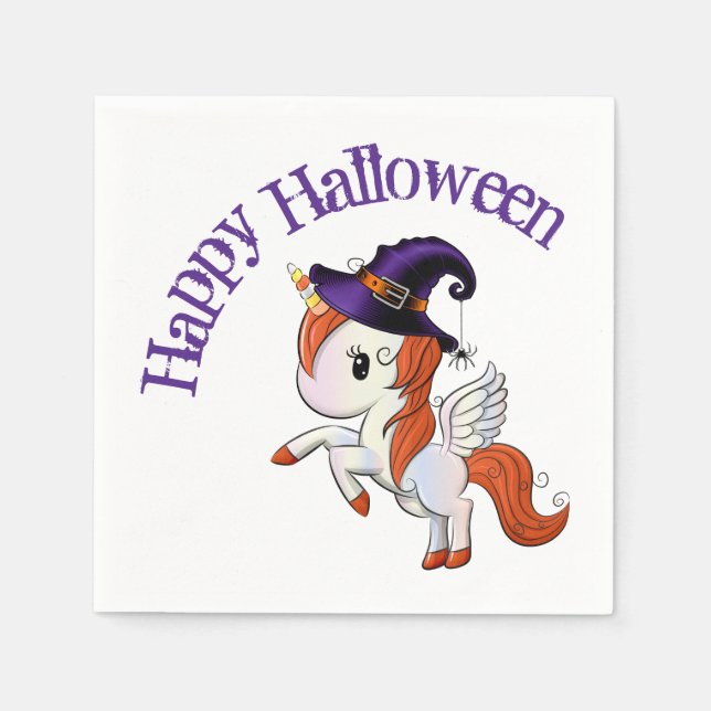 Guardanapo De Papel Halloween Unicorn Pegasus Witch (Frente)
