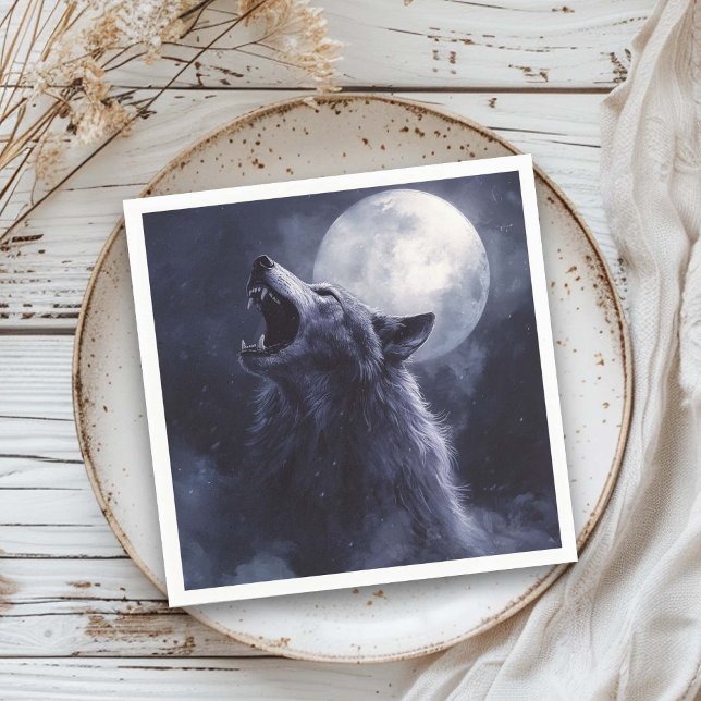 Guardanapo De Papel Halloween Werewolf Wolf Howling Moon (Criador carregado)